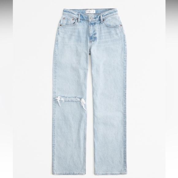 Abercrombie & Fitch The ‘90s Baggy Low Rise Jean Light Destroy Wash Size 26 - Picture 8 of 11